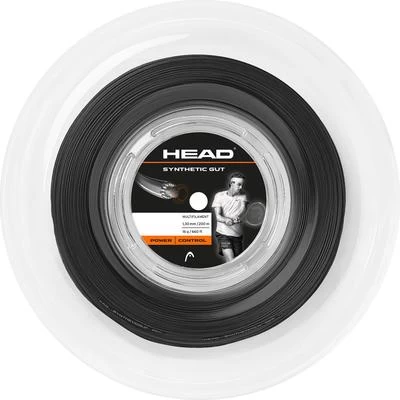 Head Synthetic Gut 16 (1.30mm) 200m Tennis String Reel - Black 1 Head Synthetic Gut 16 (1.30mm) 200m Tennis String Reel - Black